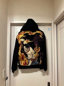 One Piece Portgas D. Ace Karakuri Tamashii Hoodie Sweatshirt Black Size L - Picture 1 of 9
