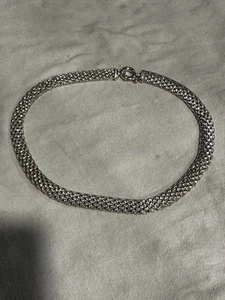 KARIZIA STERLING SILVER 925 SIGNED KA1772 ITALY MESH TUBE NECKLACE FLEX JEWELRY - Picture 1 of 7
