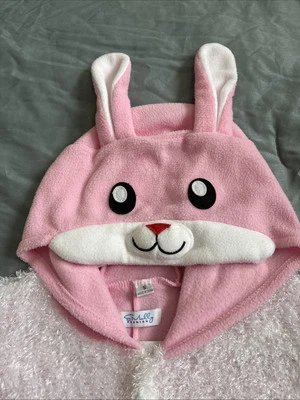 Adult Easter Bunny Costume With Bunny Face Hood Pink & White 2 Side Pockets CUTE - Image 1 of 4