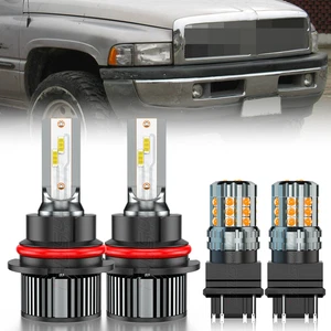 For Dodge Ram 1500 2500 3500 94-02 LED Headlight Hi/Lo + Turn Signal Light Bulbs - Foto 1 di 14
