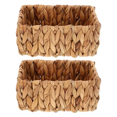  2 Pcs Cestino Vimini Intrecciato Mano Cestini Portaoggetti Per La Casa - Immagine 1 di 4