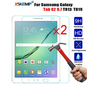 2Pcs 9H Tempered Glass Screen Protector Samsung Galaxy Tab S2 9.7 SM T813 T819 - Picture 1 of 14