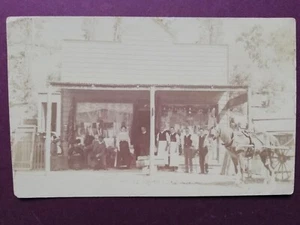 Vintage RP PC people outside shop country stores horse and cart social history - Foto 1 di 3
