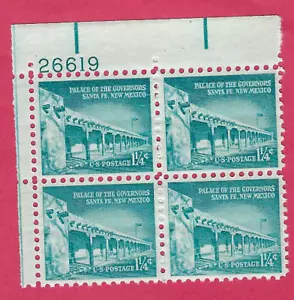 US SCOTT #1031A SANTA FE, NEW MEXICO 1 1/4¢ MINT NH PL BLOCK OF 4 1960 - Picture 1 of 2