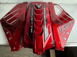 2020/22 CORVETTE C8 ENGINE COVER EDGE RED CARBON FLASH PANELS APPEARANCE PACKAGE - Picture 1 of 10
