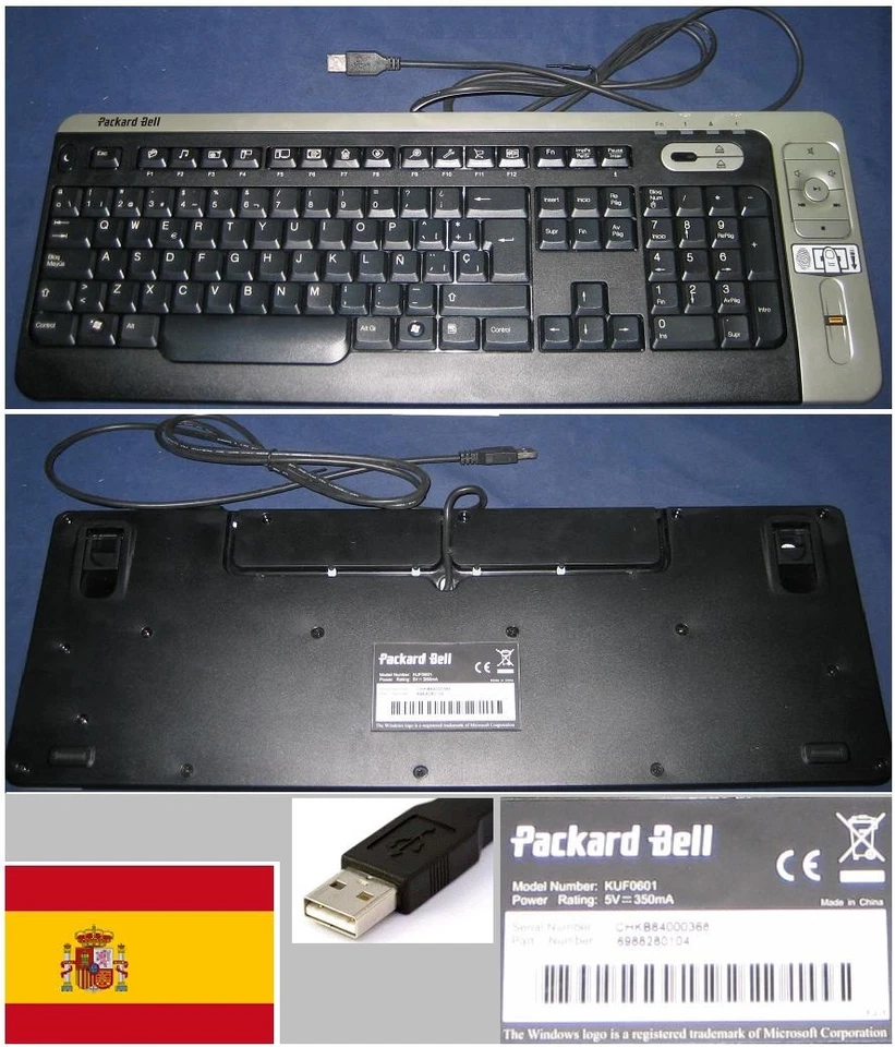Tastiera qwerty Spagnola Packard Bell KU-F0601 KUF0601, 6988280104 Porta USB - Immagine 1 di 1