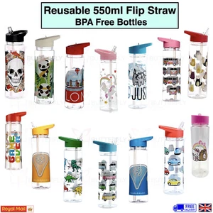 Drinking Water Bottle Adults Kids Multi Design VW Simon Cats Panda Unicorn Dino - Picture 1 of 25