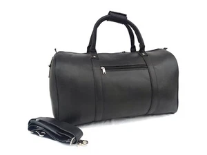 20 In Black Leather Duffle Bag Travel Aircabin Carryon Luggage Handbag Holdalls - Picture 1 of 13
