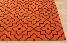 Lily Trellis Orange Modern Handmade Hand-Tufted 100% Wool Area Rug Carpet