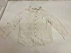 Ax7) Linen By F&F Casual Women White Shirt  Size L Long (rolling) Sleeves