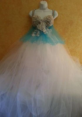Ocean Goddess Bohemian Babydoll Tulle Tutu Empire Waist Bridal Wedding Ball Gown - Image 1 of 4