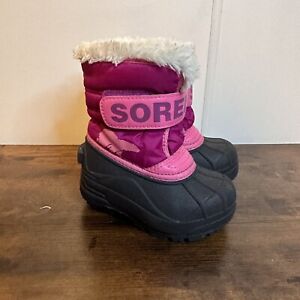 SOREL Commander Winter Snow Boots Waterproof Pink Infant Toddler Size 7