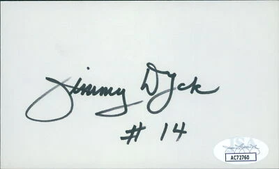 Jim Dyck Baltimore Orioles Signed 3x5 Index Card JSA Authenticated - Image 1 of 2