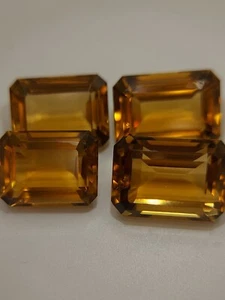 4 large citrine gemstones - faceted natural golden Quartz 47.15 CTS - Picture 1 of 14