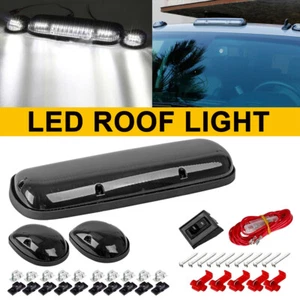 For 2002-2007 Chevy Silverado GMC Sierra Black Cab Roof White LED Running Lights - Picture 1 of 11