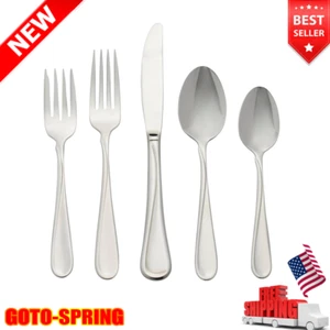 45 Pcs Flatware Stainless-Steel Knife Fork Spoon Set Dishwasher Safe Kitchen NEW - Picture 1 of 6