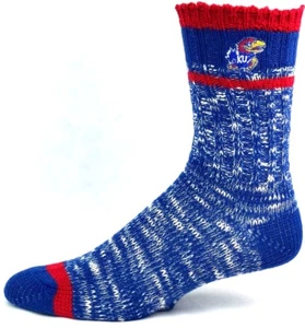 Kansas Jayhawks Blue and Red Alpine Knit Crew Socks - Picture 1 of 3