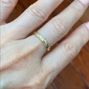 Anillo de compromiso banda de boda ondulado diamante amarillo oro sólido real de 14 K 5,75, 7,75 - Imagen 1 de 6