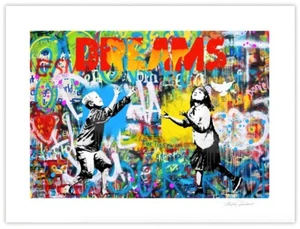 "Impresión de bellas artes Dreams Graffiti 18x24"" firmada a mano por el artista Stephen Chambers" - Imagen 1 de 1