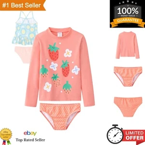 Cute Color Block Girls Swim Set - Long Sleeve Rash Guard & Bottom for Summer Fun - Picture 1 of 9