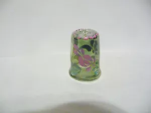 FINGERHUT ZUNFT '87 HANDBEMALT MUNDGEBLASEN GRÜN GLAS EMILIO SANTINI ROSA BLOSSO - Bild 1 von 5
