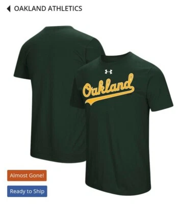 Men's 5XL Oakland Athletics Under Armour Green Passion Road Team Font T-Shirt - Image 1 of 3