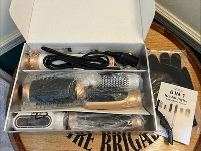 Estilizadora de aire caliente--6 en 1- Estilizadora de aire caliente negra y bronce con accesorios Foto 1 de 4
