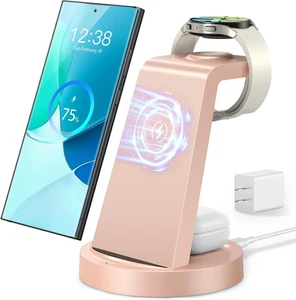 Chargeur sans fil pour Samsung : Station de charge sans fil 3 en 1 pour Samsung Galax - Photo 1 sur 13