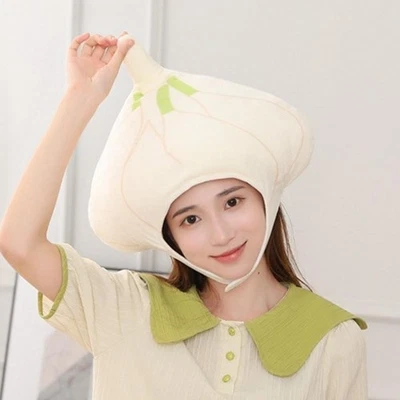 Sombrero de ajo realista tocado artesanías decoración artesanal disfraz para adultos Foto 1 de 4