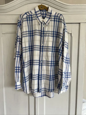 Burberry LONDON MENS  Blue and Cream Button Down Long Sleeve Shirt Size XL - Image 1 of 4