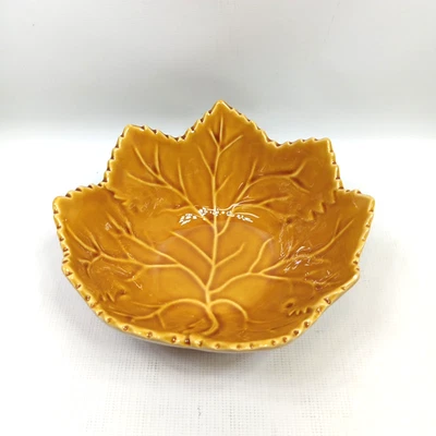 Olfaire Bowl Autumn Gold Leaf Made In Portugal Microwave Safe 7 Inches  - Image 1 of 4