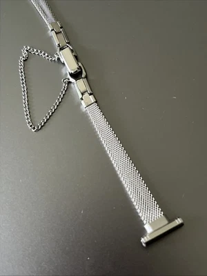 Women Watch Bracelet Band 13 mm Straight Lug 10K Gold P Mesh Narrow w/ Chain USA - Image 1 of 4