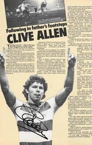 QPR, ENGLAND & TOTTENHAM: CLIVE ALLEN SIGNED 10.5x7 BOOK/ANNUAL PICTURE+COA - Picture 1 of 1