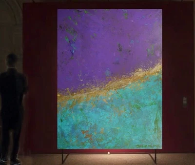 Pintura Original Lienzo Gigante Mark Little 84”X62” (7 pies) Abstracto Moderno XL Foto 1 de 4