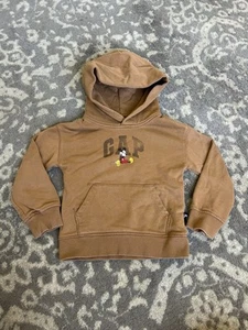 Gap Kids Disney Mickey Brown Maple Brown Sugar Pullover Hoodie Size Small - Picture 1 of 4