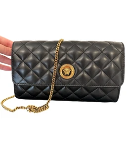 Versace Clutch Black Leathe Brand New Bag Directly From Italian Outlet - Picture 1 of 8