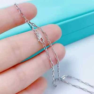 Pure Platinum 950 Chain Women 1.4mm Square Rolo Cable Link Necklace 4.87g/17.7in - Picture 1 of 7
