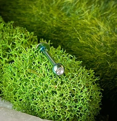 1 pieza CZ gema titanio ion chapado 316L acero quirúrgico labret, anillo labial Monroe Stud Foto 1 de 4