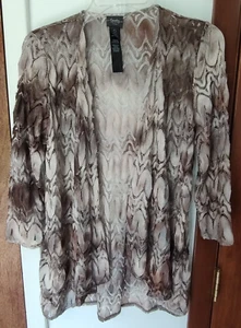 Chico's Travelers Collection sz 0- S/4 open front flame stitch jacket 3/4 sleeve - Picture 1 of 9