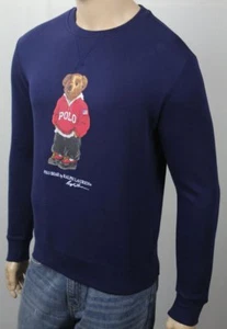 Felpa pullover Polo Ralph Lauren blu preppy orsacchiotto in pile nuova con etichette - Foto 1 di 1