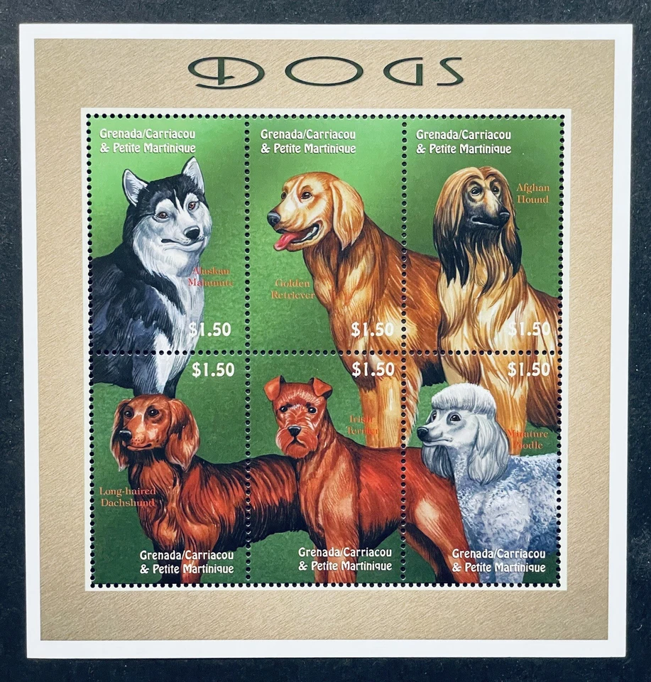 GRENADA GREN DOGS STAMPS SHEET MNH 2000 DOG PET POODLE RETRIEVER AFGHAN HOUND 1 - Image 1 of 1