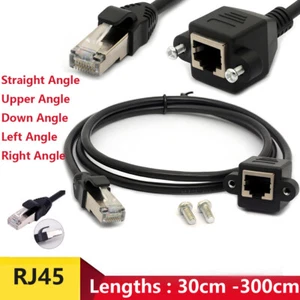 RJ45 Male to Female Ethernet Network Screw Panel Mount Extension Cable 0.3m -3m - Afbeelding 1 van 17