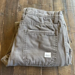 Eddie Bauer Fleece Lined Canvas Pants Men's 32x29 Beige Straight Leg Mid-rise - Picture 1 of 20