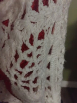 Mantón de festival hippie margarita primavera ganchillo blanco vintage hecho a mano espalda larga Foto 1 de 4