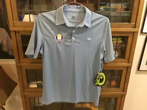NWT 2012 Ryder Cup EUROPE Blue Quagmire Golf Performance Polo SZ M - Cool - Picture 1 of 10