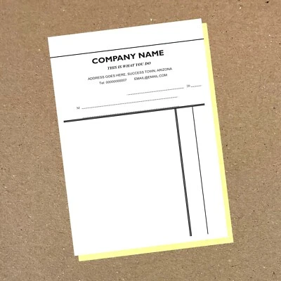 One Invoice Book Personalised A5 - 50 sets Duplicate NCR / Receipts - BLACK INK - Image 1 of 4