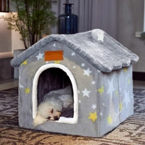 Dog House Indoor, Foldable Dog House Kennel Bed Mat with Cushion for Small Me... - Picture 1 of 7