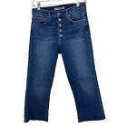 JOES Caswell High Rise Wide Leg Crop Jeans Exposed Button Fly Blue SZ 27 FLAW