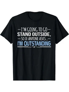 1pc Men's "I'm Outstanding" Funny Sarcasm Graphic T-Shirt - 100% Cotton, Cr - Picture 1 of 1