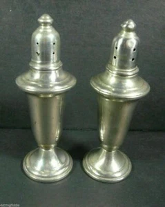 Rare Pewter SALT & PEPPER Shaker Set Glass Lined Weighted #741 by Empire Silver - Picture 1 of 5